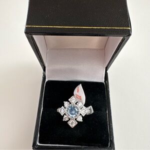 Bomb Party Snowflake Diva Ring RG45599 Aquamarine Spinel Rhodium Plating